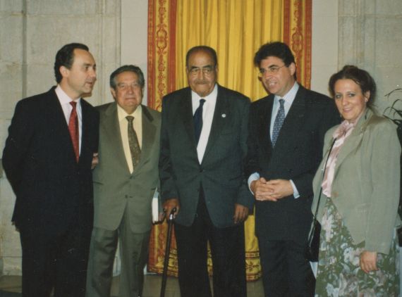 3 De Cuenca, Paz, Baquero, Siles y Ruiz Barrionuevo en Palacio Real (1993, foto de A. P. Alencart)