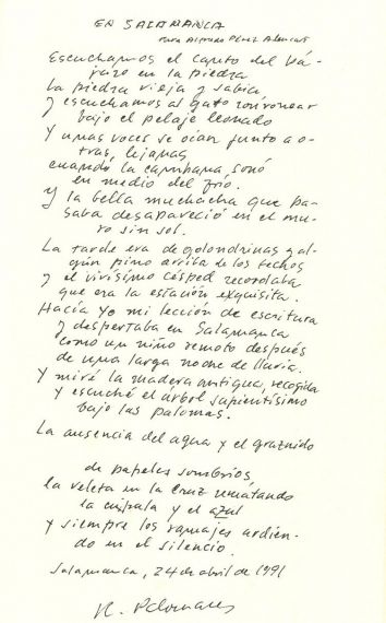 3 Manuscrito del poema'En Salamanca', escrito en 1991