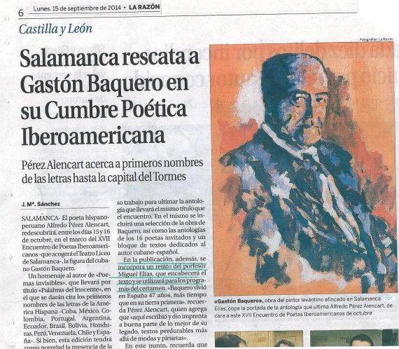 7 Noticia del homenaje salmantino a Baquero (XVII Encuentro de Poetas Iberoamericanos)
