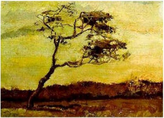 3 Árbol golpeado por el viento, de Vincent Van Gogh