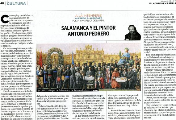 14 Salamanca y el pintor Antonio Pedrero (art. de A. P. Alencart, El Norte de Castilla, 7-12-2017)