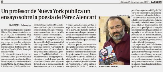 27Noticia sobre Visión poética de Alfredo Pérez Alencart (La Razón)
