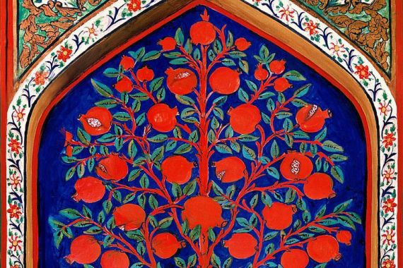 10 Pintura del siglo XVII del Árbol de la vida en el Palacio de Shaki Khans, Azerbaiyán