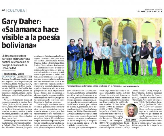 21 Gary Daher Salamanca hace visible a la poesía boliviana