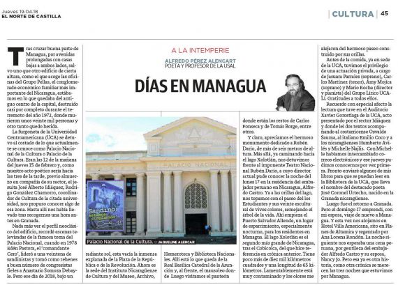 9 Días en Managua(El Norte de Castilla, jueves 19-4-2018)