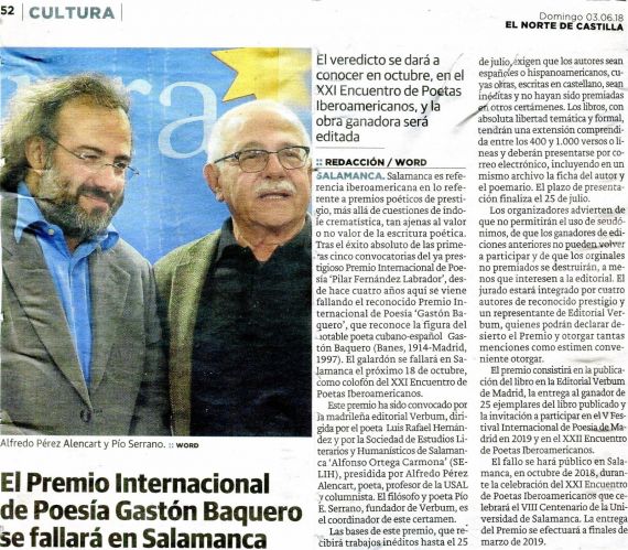 24 Alencart y Serrano, presentando el Premio Gastón baquero