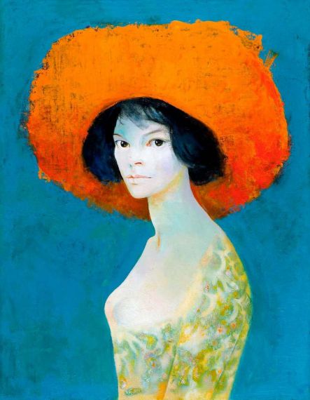 6 Autorretrato con sombrero rojo de Léonor Fini (1968)
