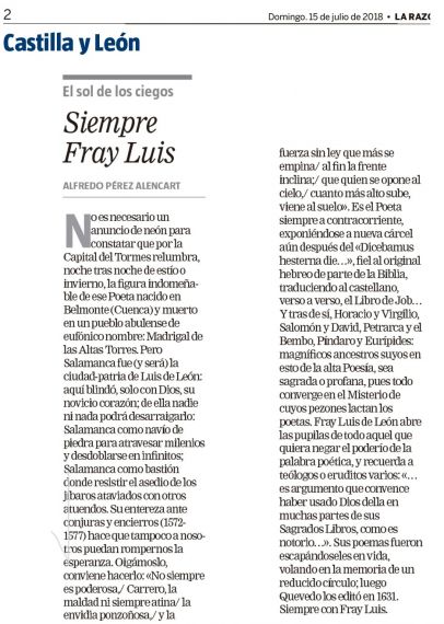 12 Artículo de A. P. Alencart Siempre Fray Luis (La Razón)