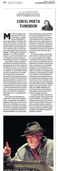 13 Artículo de A. P. Alencart sobre el poeta Tundidor (El Norte de Castilla)