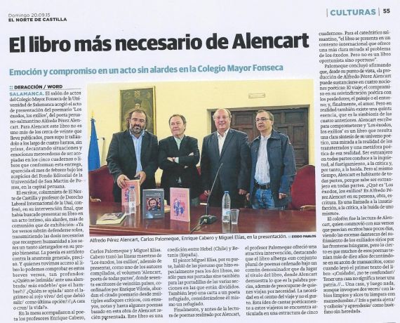 4 Noticia de prensa sobre Los éxodos, los exilios, de Alencart