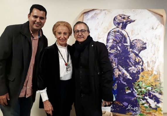 4 Olivas con Pilar Fernández Labrador y el pintor Miguel Elías