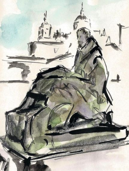 1 Boceto San Juan de la Cruz y catedral, de Miguel Elías